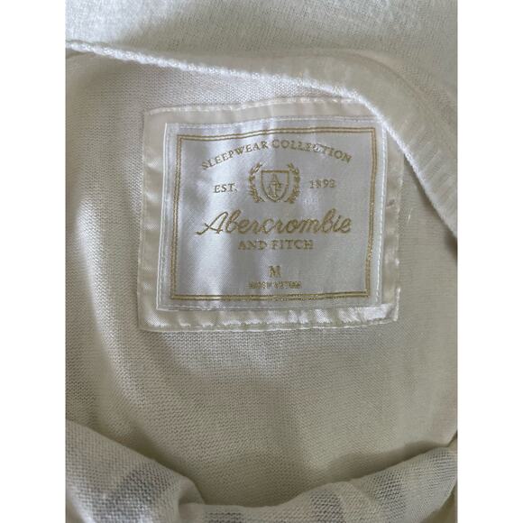 Y2K Abercrombie & Fitch Women Loungewear Top Ivory M Sequins Graphic Soft Preppy - Picture 2 of 9